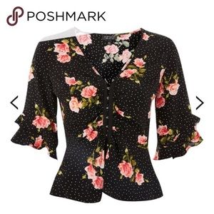 topshop blouse black floral